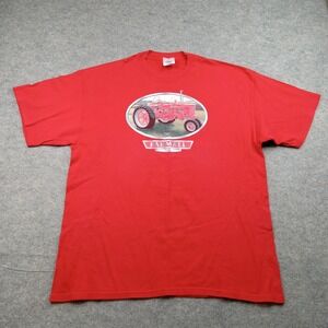 Farmall Tractor Shirt Mens XL Red Graphic Tee M&O Knits Heavyweight Cotton